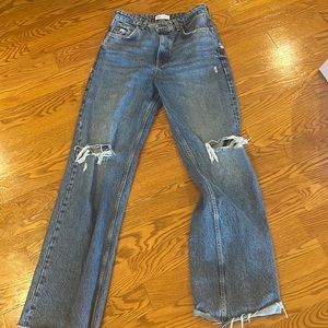 Zara ripped wide leg jeans